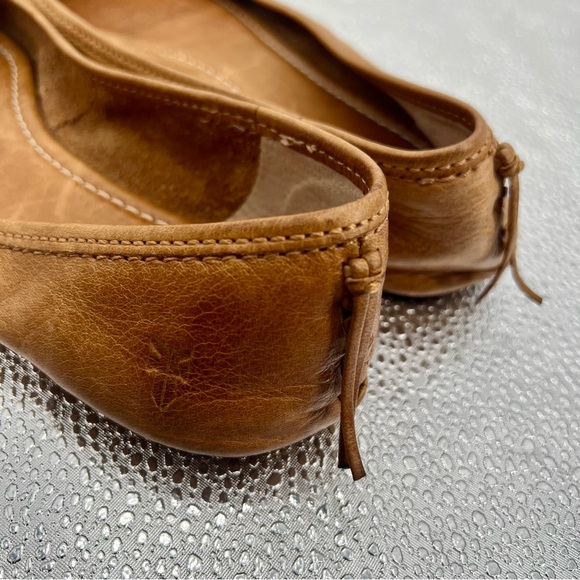 Frye Regina Ballet Flats Cognac Pointed Toe Brown Leather Size 9.5 M - Picture 8 of 8